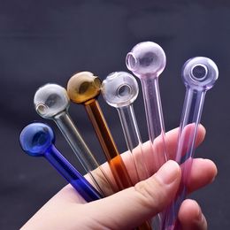 10cm colorful cheap Pyrex Glass Oil burner pipe thick heady Oil Burner Glass Tube Oil Burning Pipe for smoking