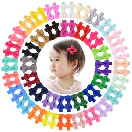 Baby Girls Bow Hairpins Solid Grosgrain Ribbon Bows Hairgrips Kids Infant Whole Wrapped Safety Hair Clips Accessories for toddlers YL795