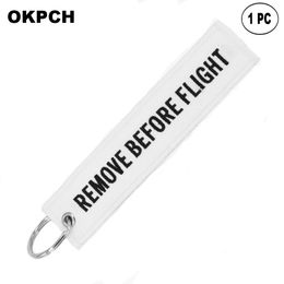 Key Fobs Chains Jewellery Red Embroidery Remove Before Flight Keyring Gift for Friends PK0103