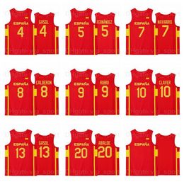 Spain Team Basketball Jersey 2021 Newest Tokyo 9 Ricky Rubio 13 Marc Gasol 10 Victor Claver 23 Sergio Llull 6 Sergio Rodriguez 4 Pau Gasol 5