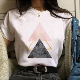 -Sommer Damen T Shirts Hohe Qualität Mode Schöne geometrische Muster Druck Rundhals Kurzarm Casual Lose Kleidung