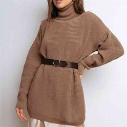 Women's Oversize Sweater Black Turtleneck Long Sleeve Autumn Winter Loose Jumper Beige Knitted Warm Sweaters for Women 210914