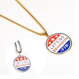 American LET'S GO BRANDON Pendant Necklace Personalized Round Letter Necklace Men's And Women's Fashion Jewelry Accessories