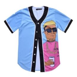 Baseball Jersey Men Stripe Short Sleeve Street Shirts Black White Sport Shirt XAL708