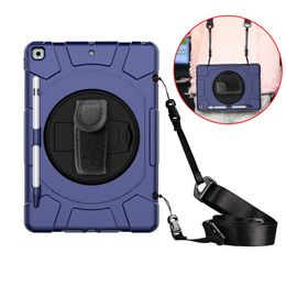 liberty 2 pro UK - 3 in 1 tablet Case For iPad 10.2 9.7 air2 iPad5 iPad6 iPad7 air portable Shockproof Kickstand silicone PC cover with hand Shoulder strap