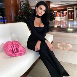 Ocstrade Runway Arrivals Black Bandage Jumpsuit Women Autumn Winter Elegant Bodycon s Party Clubwears 210527