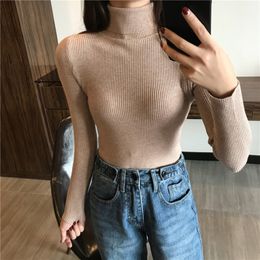 Autumn Winter Thick Sweater Women Knitted Ribbed Pullover Sweaters Long Sleeve Turtleneck Slim Jumper Soft Warm Pull Femme