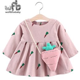 Retail 0-3 years children's girls long-sleeved dress + radish bag girl children spring fall autumn Q0716