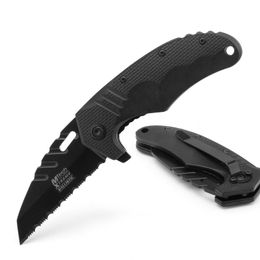 F-75 Black Combintion Edge Serrated folding knife Small-sized Crescent bay knifes Outdoor camping survival knife