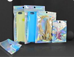 Holographic Rainbow Colour Mylar Bags Candy Cookies Mylar plastic Packing Pouch Packaging express bags for Grocery Crafts