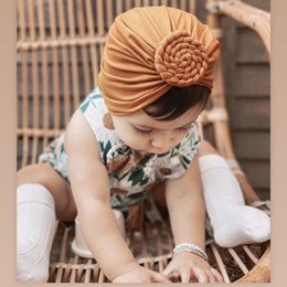 M402 New Spring Autumn Baby Cotton Cloth Cap Braid Baby Fetal Cap Children Indian Style Cap Beanie Flower Knot Turban Hat