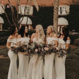 Ivory Bridesmaid Dresses Plus Size 2021 Sheath Off the Shoulder Floor Length Custom Made Maid of Honour Gown Country Wedding Party Wear vestidos