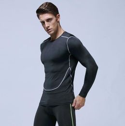 Men's T-shirt tees running fitness clothing quick-drying sportswear long-sleeved compression training stretch Slim tights size S-2XL