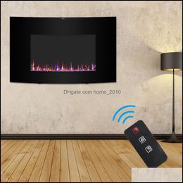 Fireplace Sets Accessories 35 Inch 1400W Arc Surface Wall Mounted Indoor Electronic Heater Desktop Fake Wood Fireplace With Remote Control