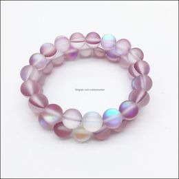 Other Loose Beads Jewelry 10Mm Matte Aura Quartz Bracelet,Gemstone Bracelet,,Elastic Bracelet,Good Luck Bracelet Drop Delivery 2021 Skgtt