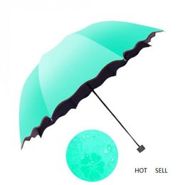 Simple Fashion Women Umbrella Windproof Magic Flower umbrella Dome Ultraviolet-proof Sun Rain Folding Umbrellas 6 Colors