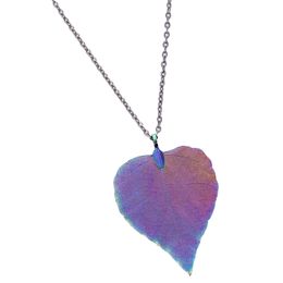 Unique Heart Pendant Necklace Women Jewelry Chain Long Lover Natural Real Leaf Wedding Necklace Party Gift