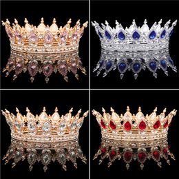 Vintage Baroque Queen King Bride Tiara Crown For Women Headdress Prom Bridal Tiaras and Crowns Wedding Hair Jewellery Accessories X0625