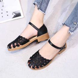 LIHUAMAO women square heel sandals comfortable ankle strap casual party work dancing Y0721