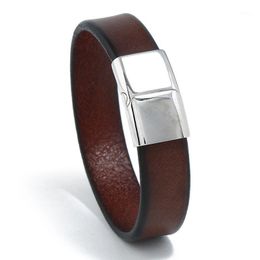 Fashion Men's Jewellery High Quality Magnetic Stainless Steel Bracelet In Two Colour Style Vintage Leather Wristband Bangle