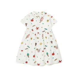 Kids Brand Summer New Print Dress 2021 High Quality Cotton Children Clothes Short Sleeve Sweet Girl wz203 Q0716