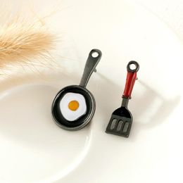 pan fried eggs Canada - Pins, Brooches 2021 Chef Brooch Fried Egg Frying Pan Tableware Kitchen Gift Knife And Fork Creative Personality