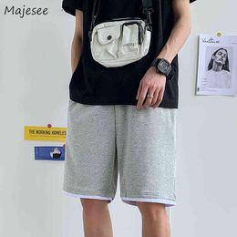 Shorts Men Streetwear Joggers Summer Fake Two Pieces Knee-length Korean Trendy Students Ins All-match Large Size Pockets Stylish G220223