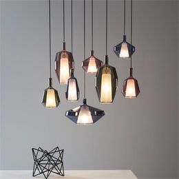 Pendant Lamps Nordic Color Double Glass Lights Bedroom Lamp Living Room Luxury Home Dining Diamond Decorative Hanging Fixtures