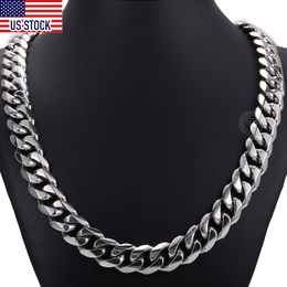 14.5mm Wide Heavy Polished 316L StainlSteel Mens Necklace Cut Curb Cuban Link Chain Male Jewellery Dropshipping DHN48 X0509