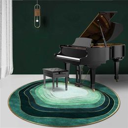 Modern Luxury Gradient Green Round Rug For Living Room Floor Carpet For Coffee Table Chair Mat Bedroom Rug Decoration Abstract 210317