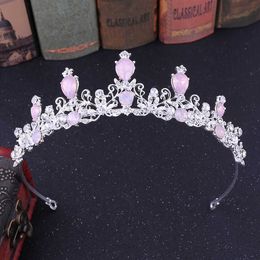 Cenmon Cute Pink Crystal Bridal Crowns For Women 2019 New Rhinestone Pageant Tiara Diadem Hair Ornament Wedding Hair Accessories X0625