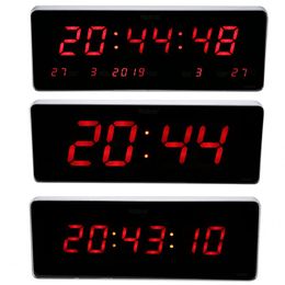 Digital Wall Clock Modern Design Digital LED Calendar Temperature EU Plug 110-240Vl Watch
