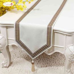 Proud Rose Simple Linen Table Flag Bed Runner cloth Tea TV Cabinet Cover Cloth Custom 210708