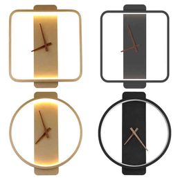 Modern Minimalist Silent Wall Clock LED Lamp Wall Art Living Room Personality Household Watches Silent Wall Clocks Home Decor H1230