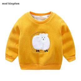 Mudkingdom Boys Sweatshirts Autumn Thicken Warm Children Tops Cute Cartoon Animal Pattern O-Neck 2 to 6 Years Clothes 210615