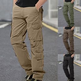 Men's Pants Mid-waist Zip Cargo Relaxed Fit Solid Casual Trousers With Multi-pocket Streetwear Oversize Sweatpants Pantalones