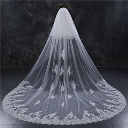 marry wedding Canada - Bridal Veils Romantic 3M Wedding Veil Cathedral One Layer Lace Appliqued Long With Comb Woman Marry Gifts 2021 Accessories