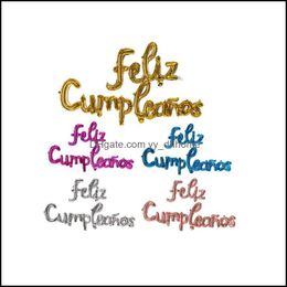 Other Event Party Supplies Festive Home Garden Feliz Cumpleanos Letter Balloons Foil Spain Happy Birthday Alphabet Balloon Baby Shower Dec