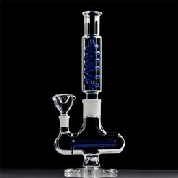 12.5 inch tall glass hookah green blue dab rig removable water pipes 5 mm thick heady pipe wax oil rigs with bowl