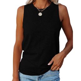 Summer Female Round Neck Sleeveless Loose Tanks Ladies Black Spandex Tank Top Streetwear Fashion 90s Women's Plus Size Clothing 210604