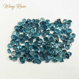 Wong Rain 1 PCS Natural 6 MM Round Natural London Blue Topaz Loose Gemstone DIY Stone Decoration Jewellery Wholesale Lots Bulk H1015