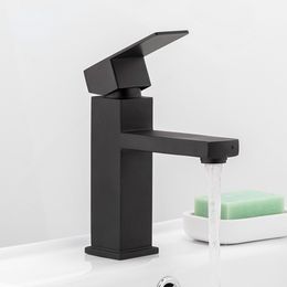 Black Square Bathroom Sink Faucet Stainless Steel Basin Faucet Wash Tap Bathroom Toilet Deck Mounted Basin Mixer Tap Y10170