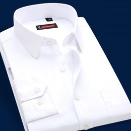 Men's Long Sleeve White Shirt Brand Business casual Dress Male Shirt classic Business Occupation men clothing Big Plus Size Blue 210518