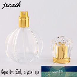 jxcaih 1pcs 50ml Mini Cosmetic Container Empty Metal Spray Bottle Clear Glass Material1