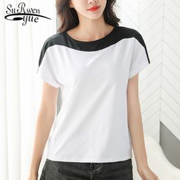 Arrival Solid Casual Loose Women Shirt Summer Tops and Blouse Short Sleeve Plus Size O-neck Ladies 8620 50 210427
