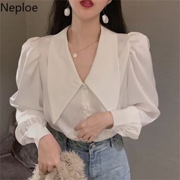 Neploe Women Blouses Shirt Korean Office Lady White Tops Long Sleeve Blusas Mujer De Moda Plus Size Female Blouse 210323