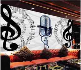 Carta da parati personalizzata per pareti per pareti 3d foto sfondi murali Modern Music Nota Cantante Singing Entertainment Bar KTV Sfondo Delle carte da parete Decorazione della casa