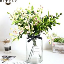 olive branch wholesalers UK - Artificial Olive Bean Flower Tree Branches Fake Plant Bouquet For DIY Birthday Wedding Party Home Room Wreath Decoration Y0630