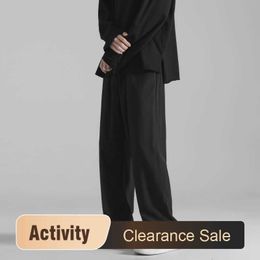 Privathinker Korean Summer Silk Feel Straight Long Pants Men Thin Light-Weight Wild Leg Trousers Solid Color Men's Clothing 210930