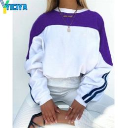 Streetwear White Black Spliced Vintage Letter Print Sweatshirt Women Brand Design Loose Oversized Zip Up Collar Casual Girls 211220